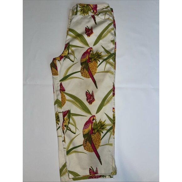 Parrot & Pineapple Print Capri Pants 4P By Bill Blass - Picture 6 of 16